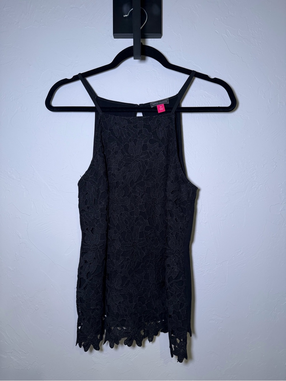 Vince Camuto Black Lace High-Neck Camisole